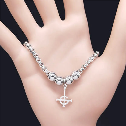 Ghost BC Nameless Ghoul Bracelet – Stainless Steel Band Symbol Jewelry for Men & Women