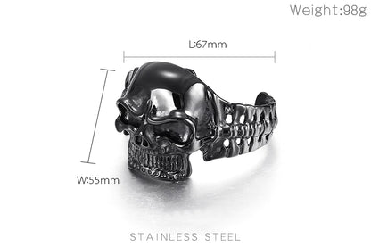 Men’s Gothic Ghost Skull Bone Bangle – 316L Stainless Steel Punk Rock Bracelet
