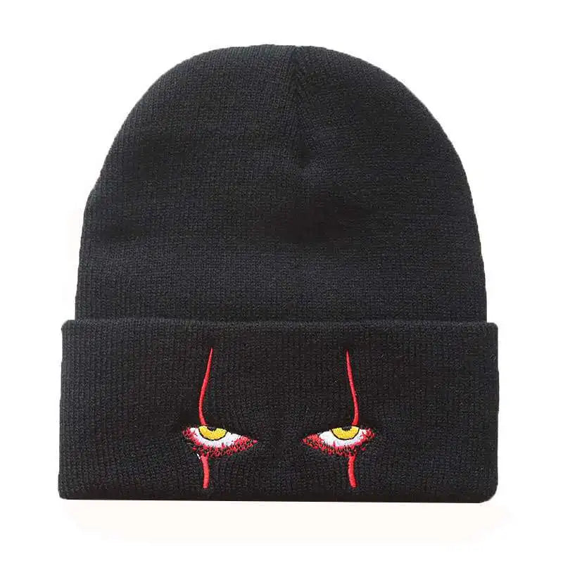 Pennywise Scary Eyes Beanie – Knitted Skull Cap for Kids & Adults | Horror Clown Outdoor Hat