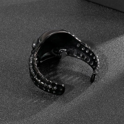 Men’s Gothic Ghost Skull Bone Bangle – 316L Stainless Steel Punk Rock Bracelet