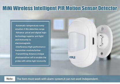 KERUI HW10 Wireless PIR Motion Detector – Mini Infrared Alarm Sensor with Magnetic Swivel Base for Home Security System