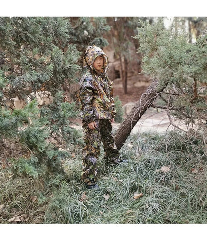 3D Leaf Ghillie Suit – Outdoor Camouflage Jacket & Pants Set with Hood | Hunting, Airsoft & Jungle Training (Men, Women, Kids)