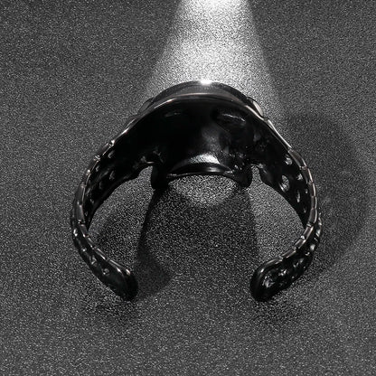 Men’s Gothic Ghost Skull Bone Bangle – 316L Stainless Steel Punk Rock Bracelet