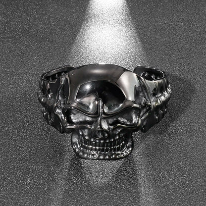 Men’s Gothic Ghost Skull Bone Bangle – 316L Stainless Steel Punk Rock Bracelet
