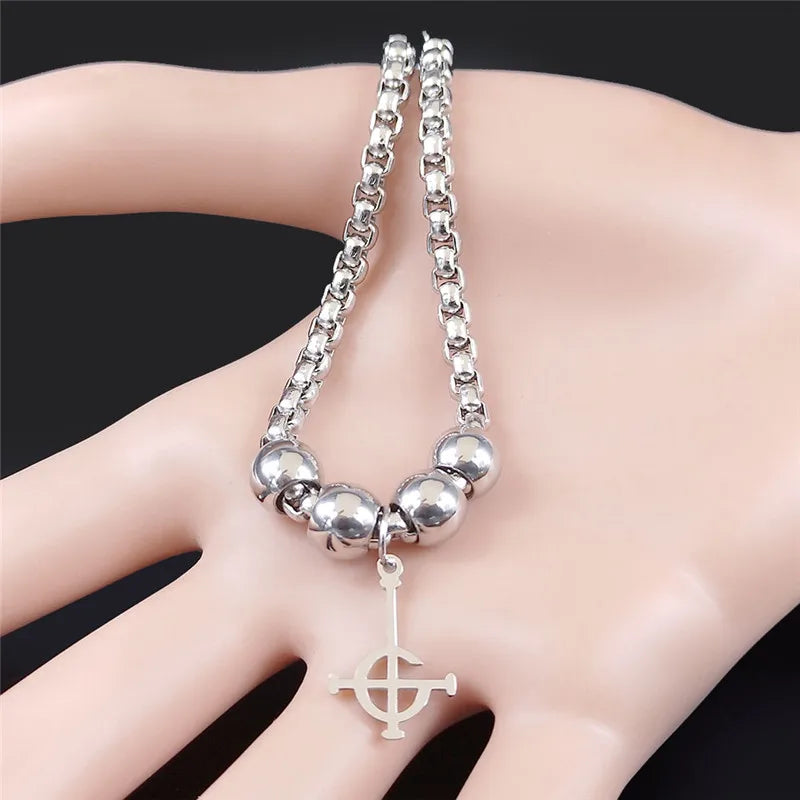 Ghost BC Nameless Ghoul Bracelet – Stainless Steel Band Symbol Jewelry for Men & Women