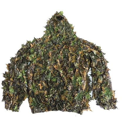 3D Leaf Ghillie Suit – Outdoor Camouflage Jacket & Pants Set with Hood | Hunting, Airsoft & Jungle Training (Men, Women, Kids)