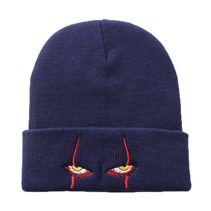 Pennywise Scary Eyes Beanie – Knitted Skull Cap for Kids & Adults | Horror Clown Outdoor Hat