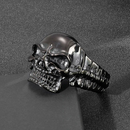 Men’s Gothic Ghost Skull Bone Bangle – 316L Stainless Steel Punk Rock Bracelet