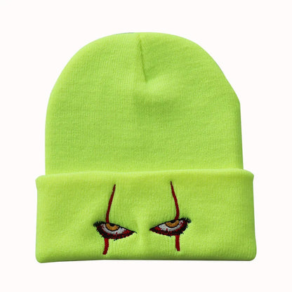 Pennywise Scary Eyes Beanie – Knitted Skull Cap for Kids & Adults | Horror Clown Outdoor Hat