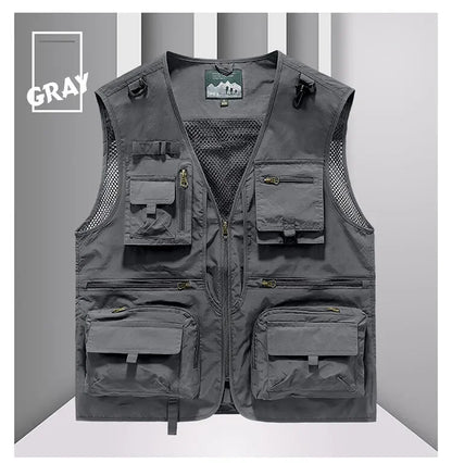 Men’s Tactical Vest – 14 Pocket Mesh Cargo Waistcoat for Hiking, Fishing & Outdoor Adventures | Lightweight Summer Jacket