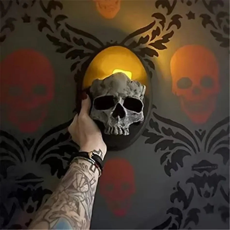 Skeleton Candlestick Pendant – Gothic Resin Haunted Wall Decoration