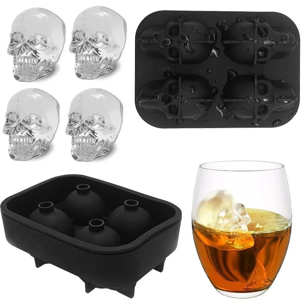 3D Skull Ice Cube Mold – Gothic Silicone Tray for Drinks & Parties