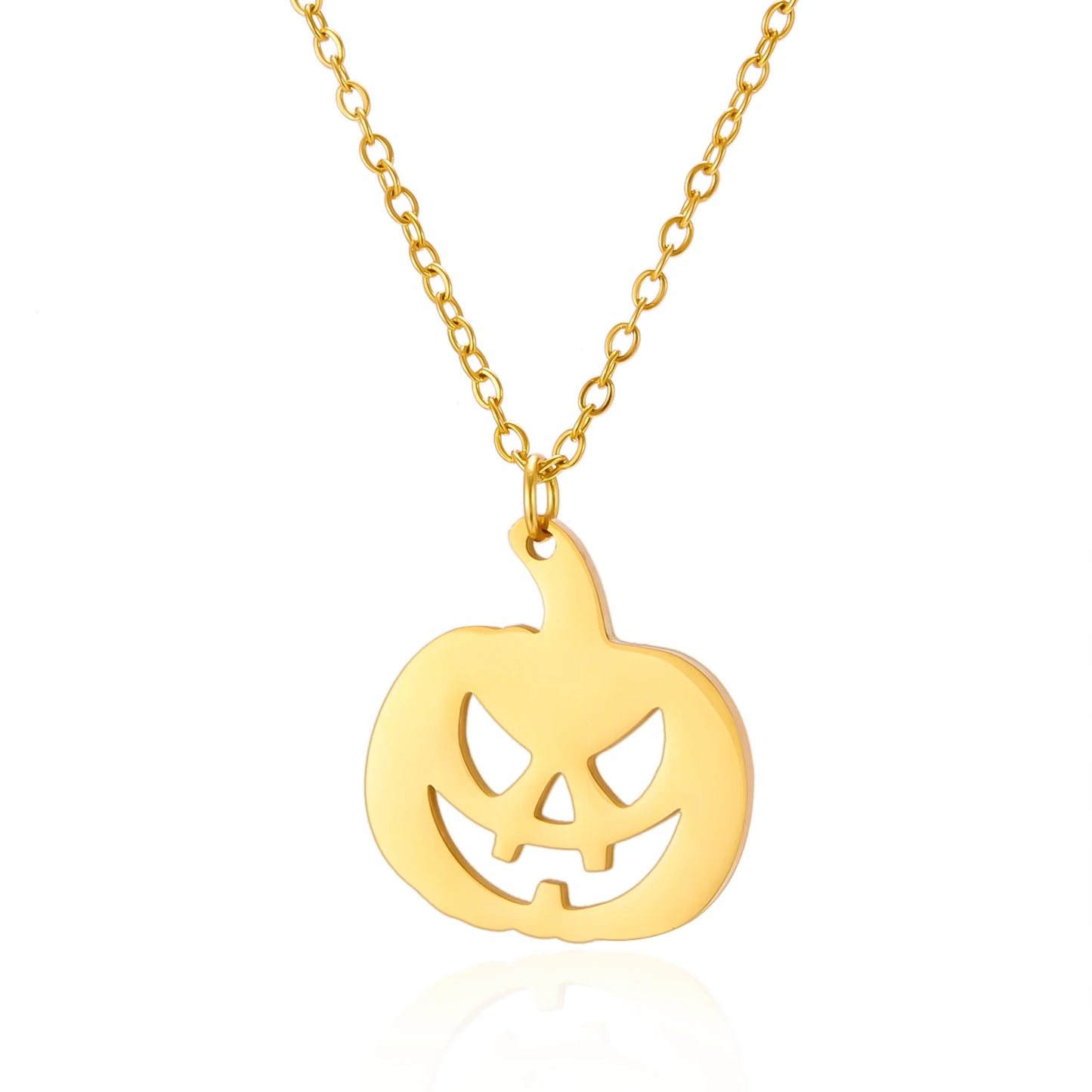Halloween Pendant Necklace – Stainless Steel Black Cat, Ghost, Spider & Pumpkin Charm | Gothic Friendship Jewelry Gift