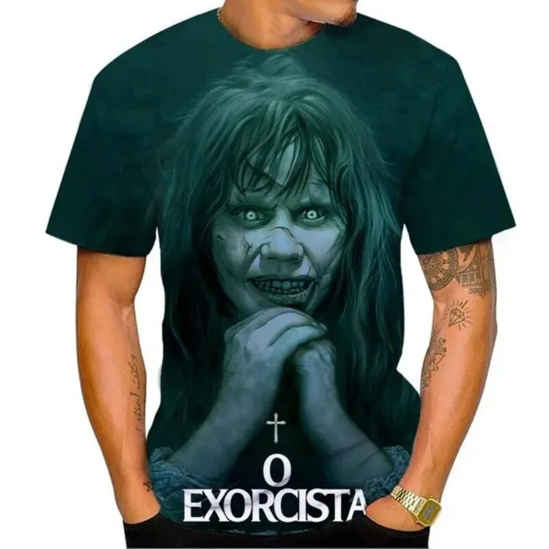 The Exorcist Horror 3D Print T-Shirt – Unisex Streetwear Tee for Men, Women & Kids | Gothic Ghost Hunting Fashion