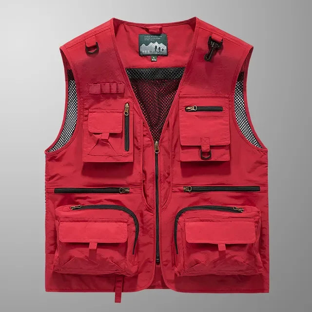 Men’s Tactical Vest – 14 Pocket Mesh Cargo Waistcoat for Hiking, Fishing & Outdoor Adventures | Lightweight Summer Jacket