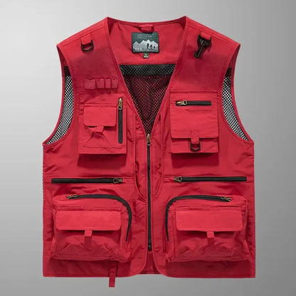 Men’s Tactical Vest – 14 Pocket Mesh Cargo Waistcoat for Hiking, Fishing & Outdoor Adventures | Lightweight Summer Jacket