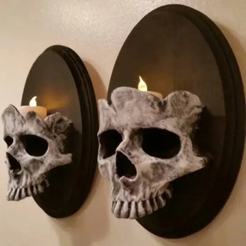 Skeleton Candlestick Pendant – Gothic Resin Haunted Wall Decoration