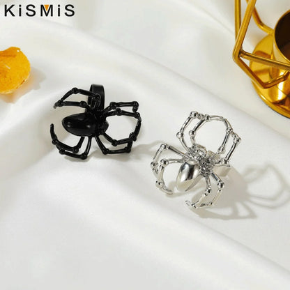 Halloween Spider Ring – Black & White Gothic Ghost Festival Jewelry