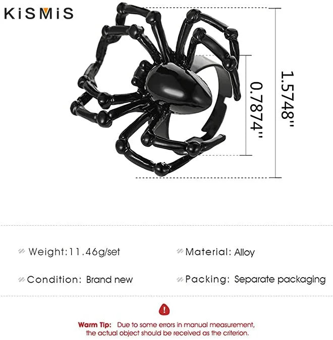 Halloween Spider Ring – Black & White Gothic Ghost Festival Jewelry