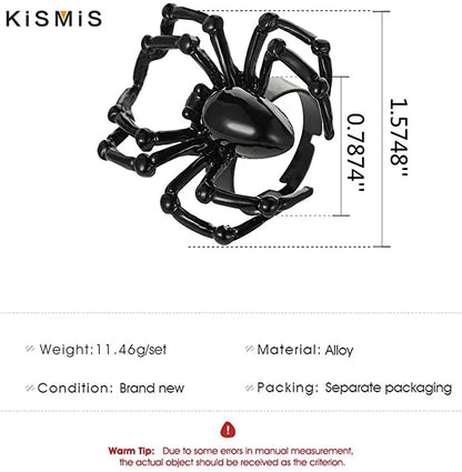 Halloween Spider Ring – Black & White Gothic Ghost Festival Jewelry