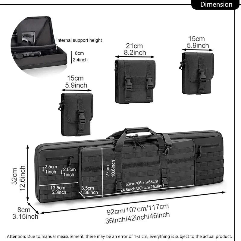 Waterproof Tactical Rifle Case Backpack – 42/46 Inch Carbine Airsoft Hunting Gun Bag with Shoulder Straps