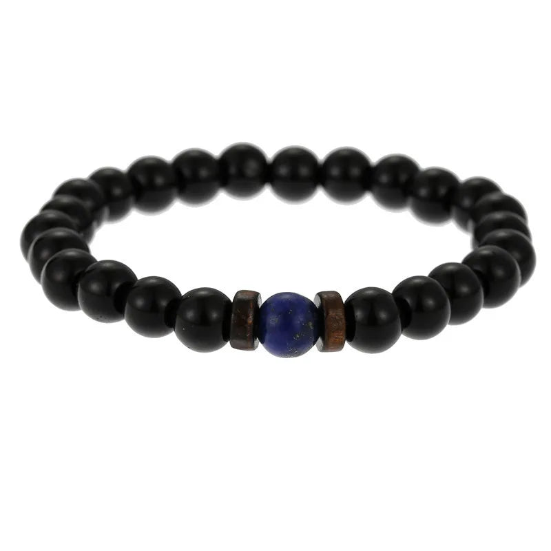Natural Volcanic Lava Stone Chakra Bracelet – Healing Beads with Tiger Eye & Lapis Lazuli