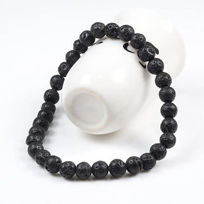 Natural Black Lava Stone Beaded Bracelet – Essential Oil Diffuser Charm Jewelry for Men & Women