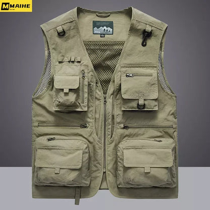 Men’s Tactical Vest – 14 Pocket Mesh Cargo Waistcoat for Hiking, Fishing & Outdoor Adventures | Lightweight Summer Jacket