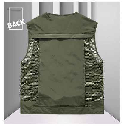 Men’s Tactical Vest – 14 Pocket Mesh Cargo Waistcoat for Hiking, Fishing & Outdoor Adventures | Lightweight Summer Jacket