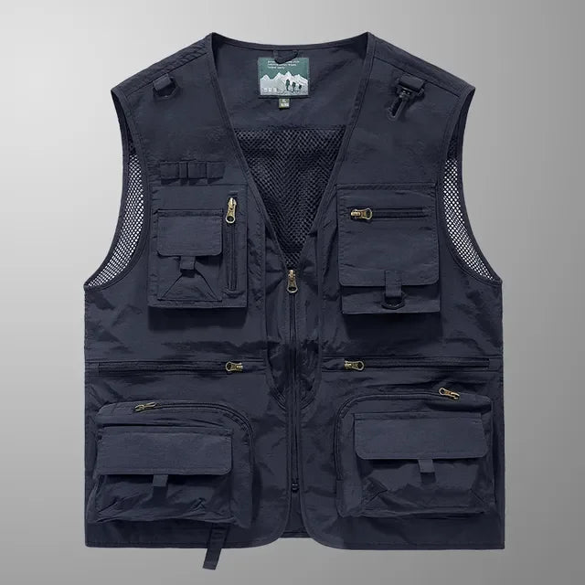 Men’s Tactical Vest – 14 Pocket Mesh Cargo Waistcoat for Hiking, Fishing & Outdoor Adventures | Lightweight Summer Jacket
