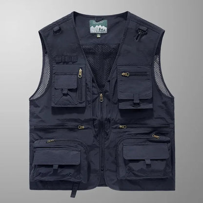 Men’s Tactical Vest – 14 Pocket Mesh Cargo Waistcoat for Hiking, Fishing & Outdoor Adventures | Lightweight Summer Jacket