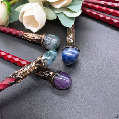 19cm Natural Crystal Wand – Amethyst, Tiger Eye, Labradorite & Red Agate
