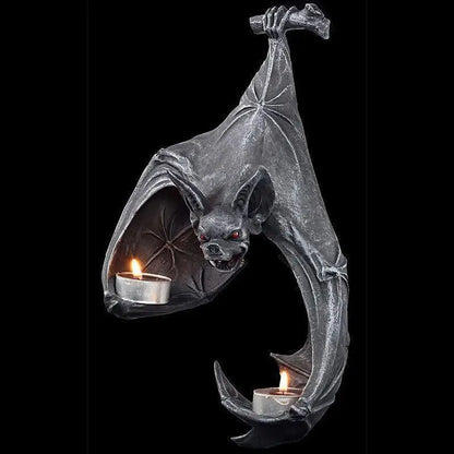 Bat Wall Tealight Holder – Haunted Candle Statue for Ghost Hunters & Halloween Decor