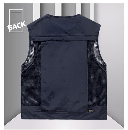 Men’s Tactical Vest – 14 Pocket Mesh Cargo Waistcoat for Hiking, Fishing & Outdoor Adventures | Lightweight Summer Jacket
