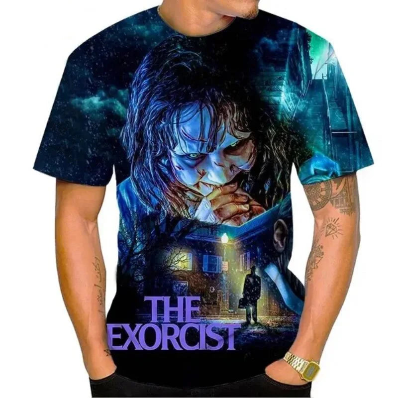 The Exorcist Horror 3D Print T-Shirt – Unisex Streetwear Tee for Men, Women & Kids | Gothic Ghost Hunting Fashion