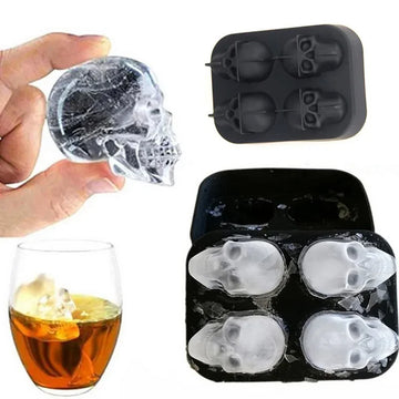 3D-Totenkopf-Eiswürfelform – Gotische Silikonform für Getränke & Partys