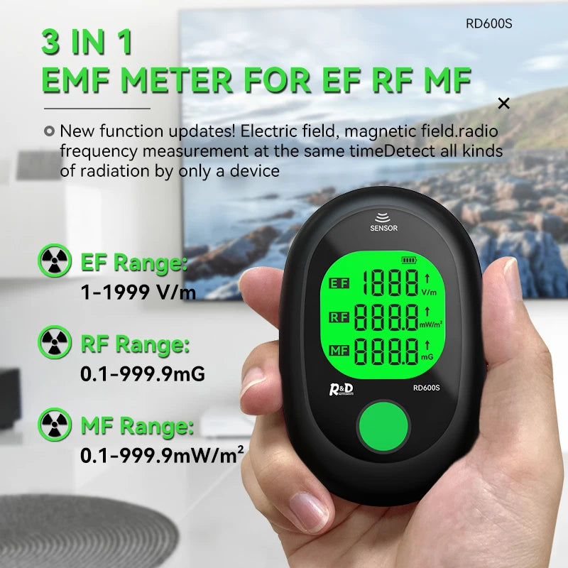 R&D RD600S EMF Meter – 3-in-1 Electromagnetic Field Radiation Detector for Ghost Hunting & Paranormal Investigations