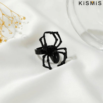 Halloween Spider Ring – Black & White Gothic Ghost Festival Jewelry