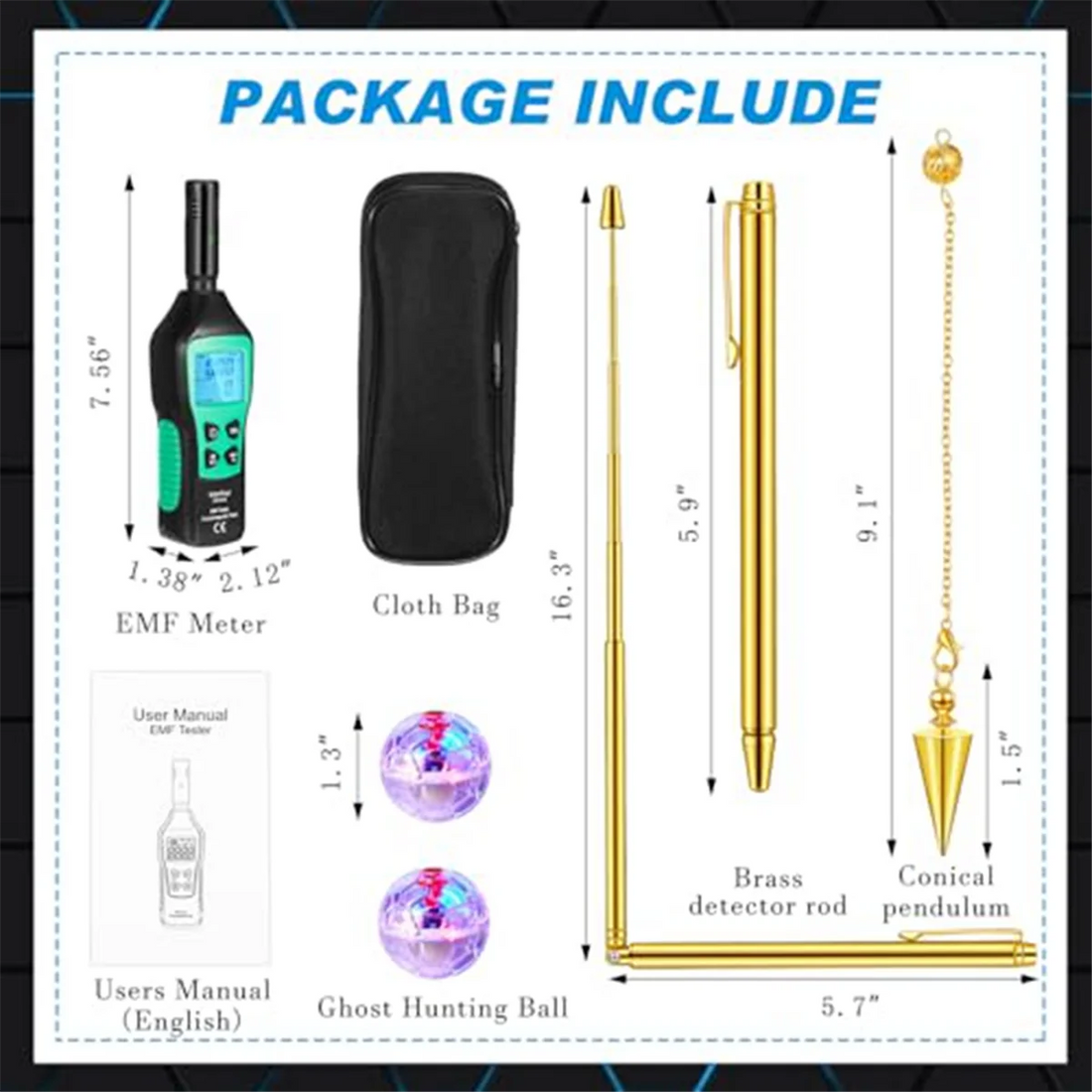Mastfuyi 3-in-1 Ghost Hunting Equipment Kit – EMF Detector & Divining Rod for Paranormal Investigations