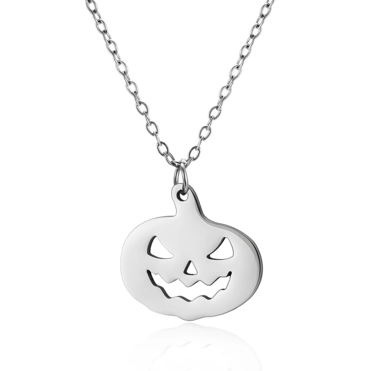 Halloween Pendant Necklace – Stainless Steel Black Cat, Ghost, Spider & Pumpkin Charm | Gothic Friendship Jewelry Gift
