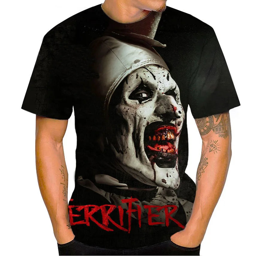 Terrifier Horror 3D Print T-Shirt – Oversized Unisex Streetwear Tee for Men, Women & Kids | Gothic Haunted Fashion