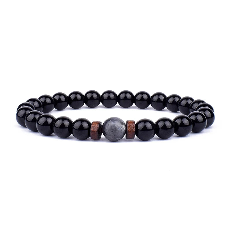 Natural Volcanic Lava Stone Chakra Bracelet – Healing Beads with Tiger Eye & Lapis Lazuli