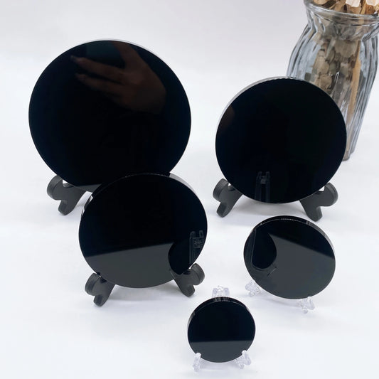 Black Obsidian Scrying Mirror – Crystal Divination & Paranormal Tool