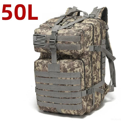 Waterproof Tactical Backpack – 25L/50L Nylon Rucksack for Hunting, Camping, Hiking & Outdoor Survival Gear