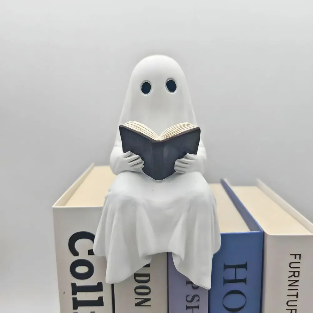 Little Ghost Reading Statue – Haunted Resin Decoration