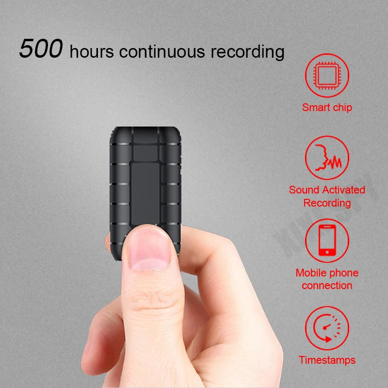 Mini Voice-Activated Recorder – 500 Hours Digital Audio Recording Device