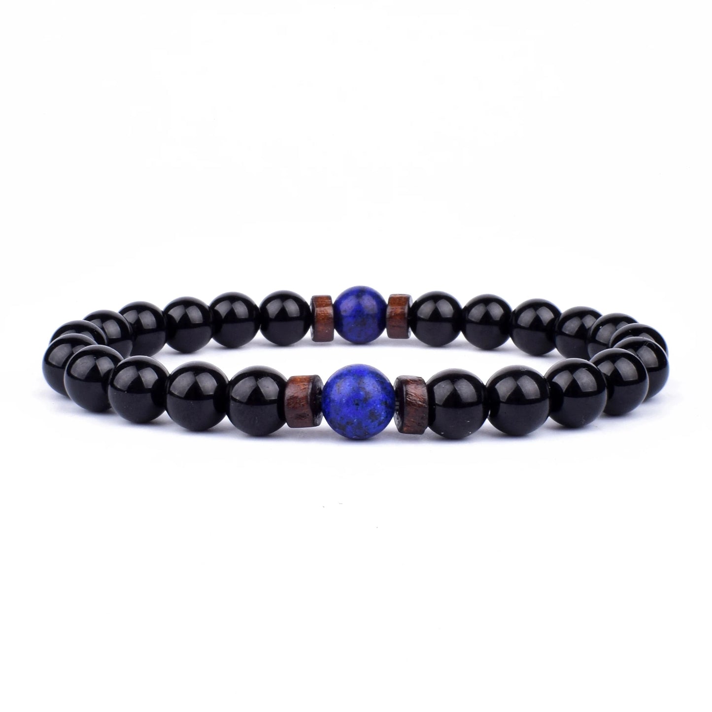 Natural Volcanic Lava Stone Chakra Bracelet – Healing Beads with Tiger Eye & Lapis Lazuli