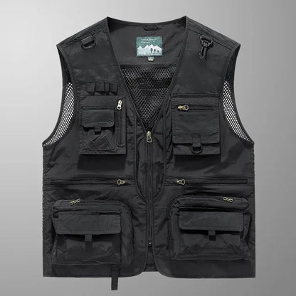 Men’s Tactical Vest – 14 Pocket Mesh Cargo Waistcoat for Hiking, Fishing & Outdoor Adventures | Lightweight Summer Jacket