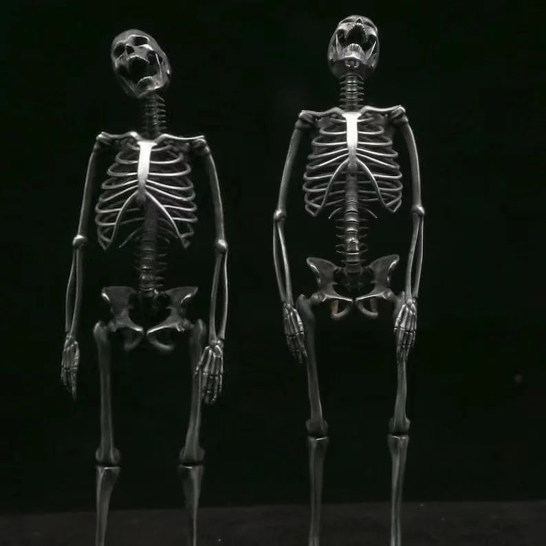 Skeleton Skull Pendant Necklace – Men’s Punk Hip-Hop Silver Gothic Jewelry | Adjustable Skeleton Body Chain