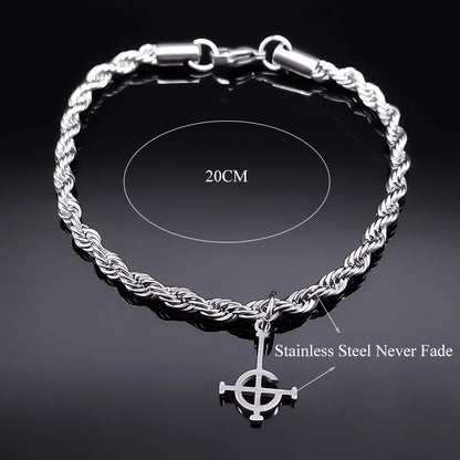 Ghost BC Nameless Ghoul Bracelet – Stainless Steel Band Symbol Jewelry for Men & Women